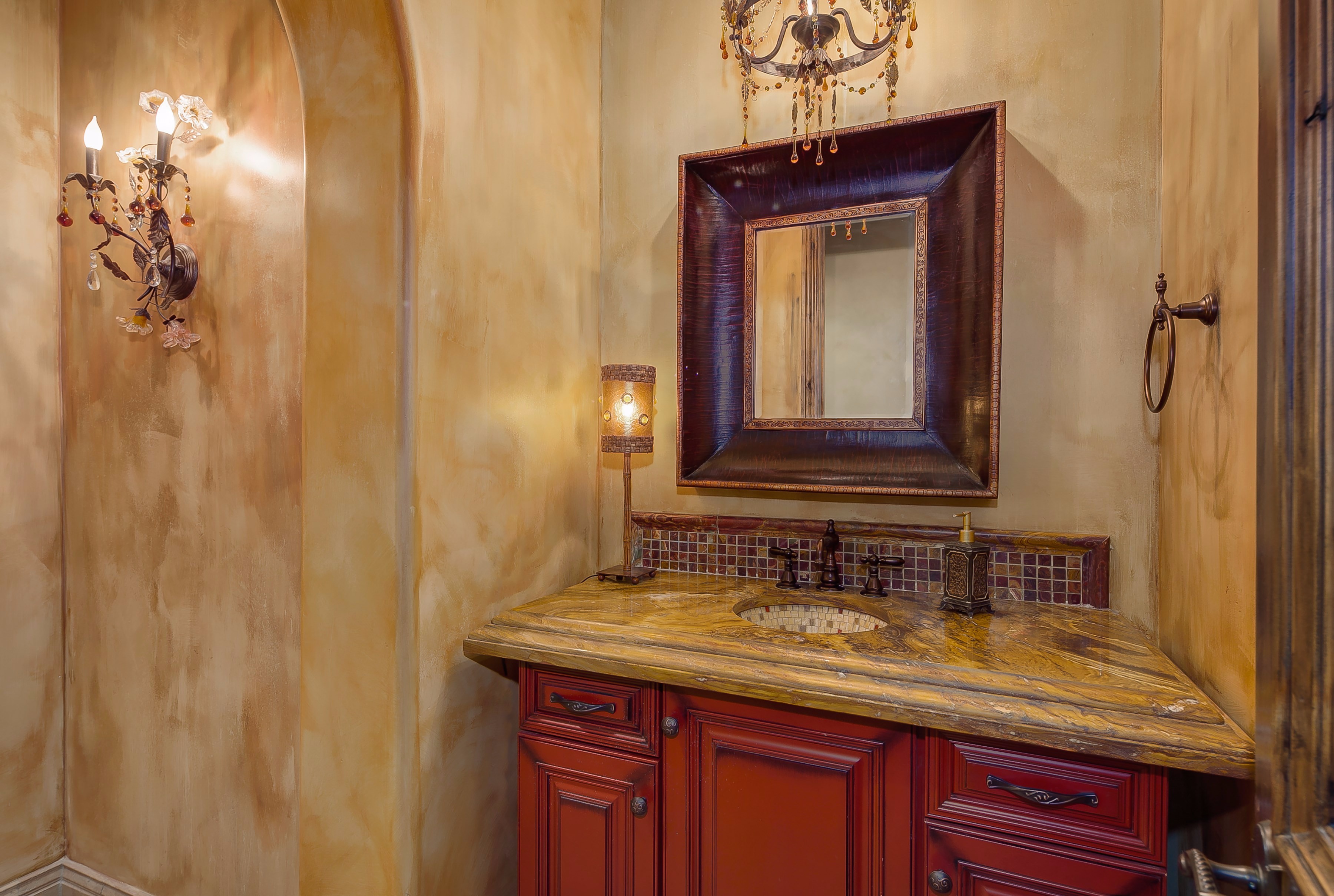 Rustic powder room at this Scottsdale home for sale in Silverleaf located at 10744 E Wingspan Way #1665 Scottsdale, AZ 85255 listed by Don Matheson at The Matheson Team