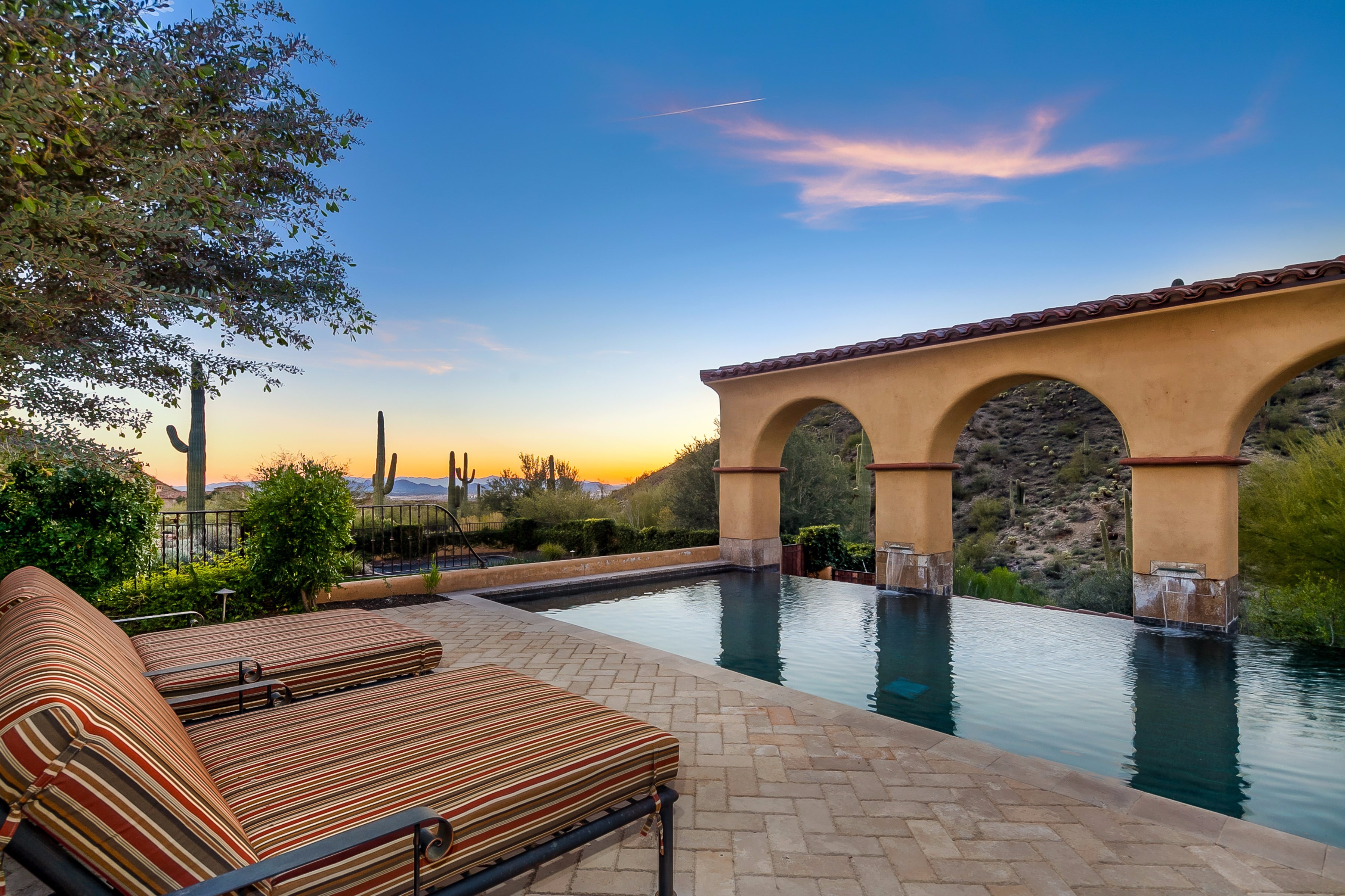 Spectacular sunset views at this Scottsdale home for sale in Silverleaf located at 10744 E Wingspan Way #1665 Scottsdale, AZ 85255 listed by Don Matheson at The Matheson Team