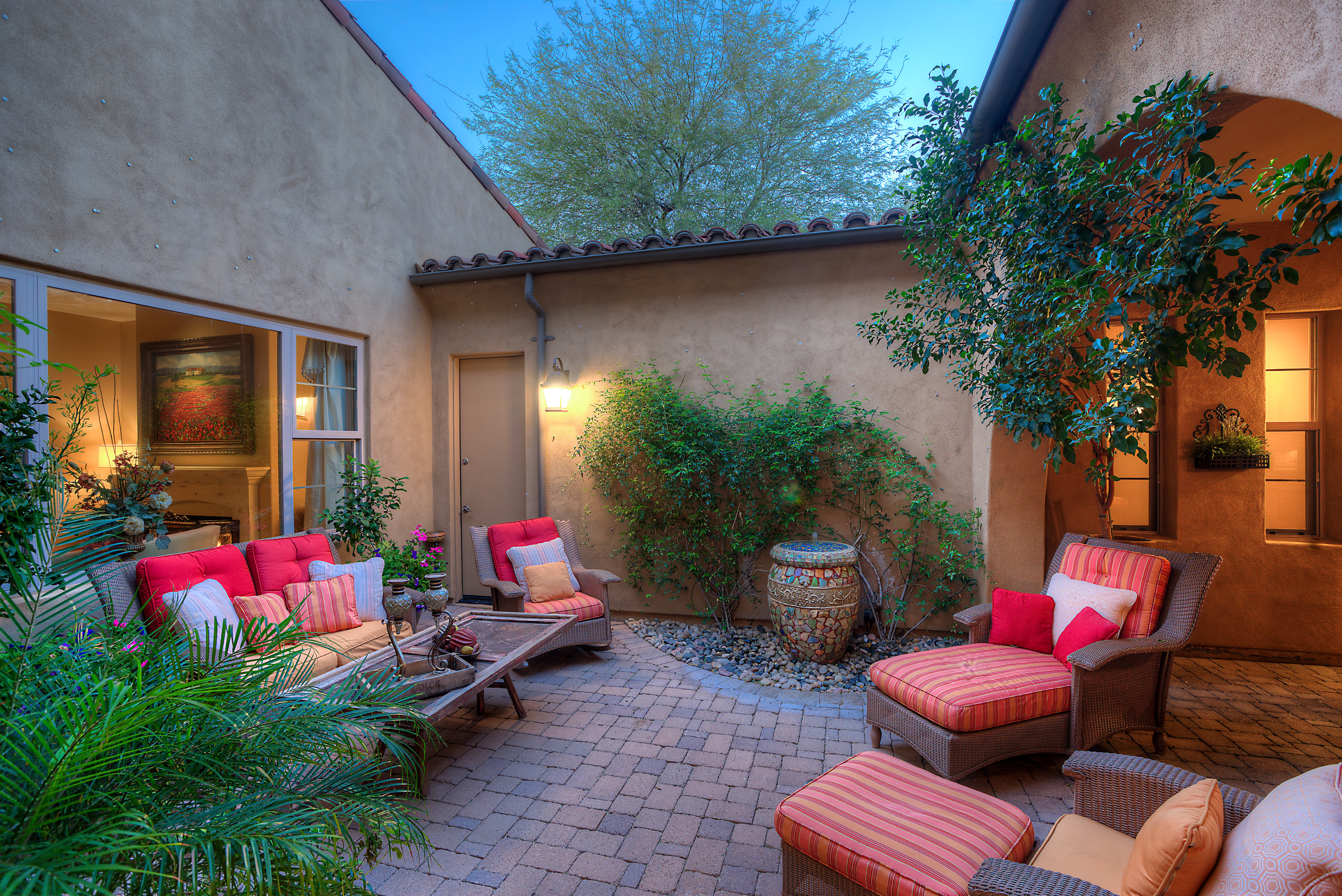 Tranquil inner courtyard at this Scottsdale home for sale in DC Ranch located at 19829 N 97th Pl Scottsdale, AZ 85255 listed by Don Matheson at The Matheson Team