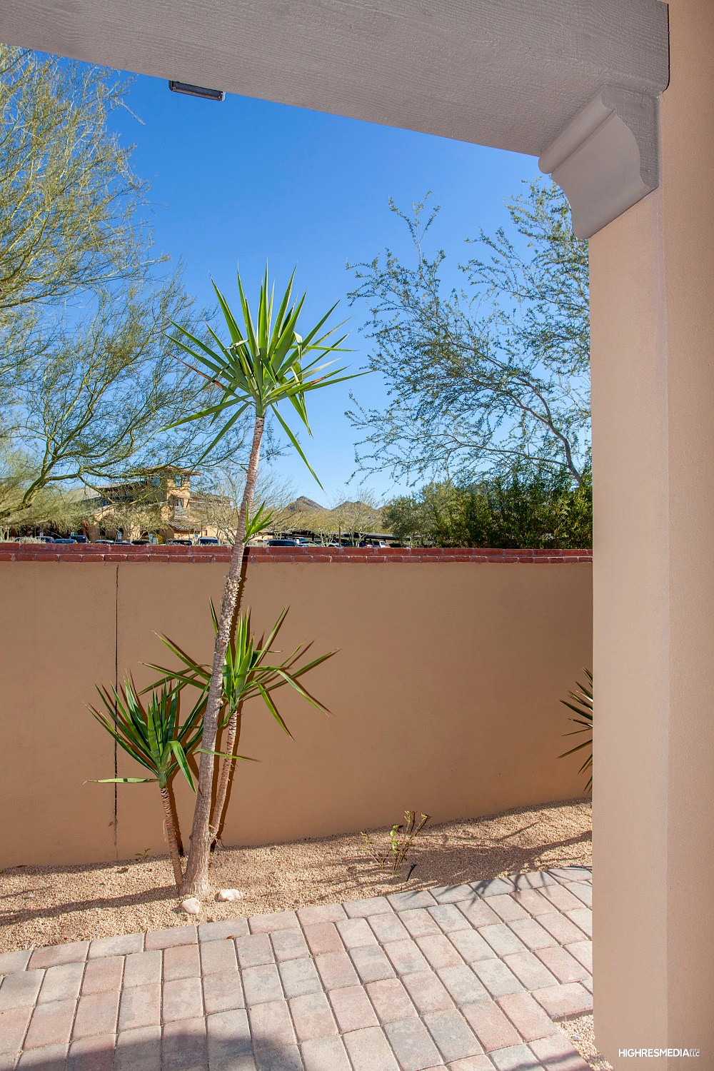 View onto back patio at this Scottsdale townhome for sale in Market Street at DC Ranch located at 20704 N 90th Pl #1005 Scottsdale, AZ 85255 listed by Don Matheson at The Matheson Team