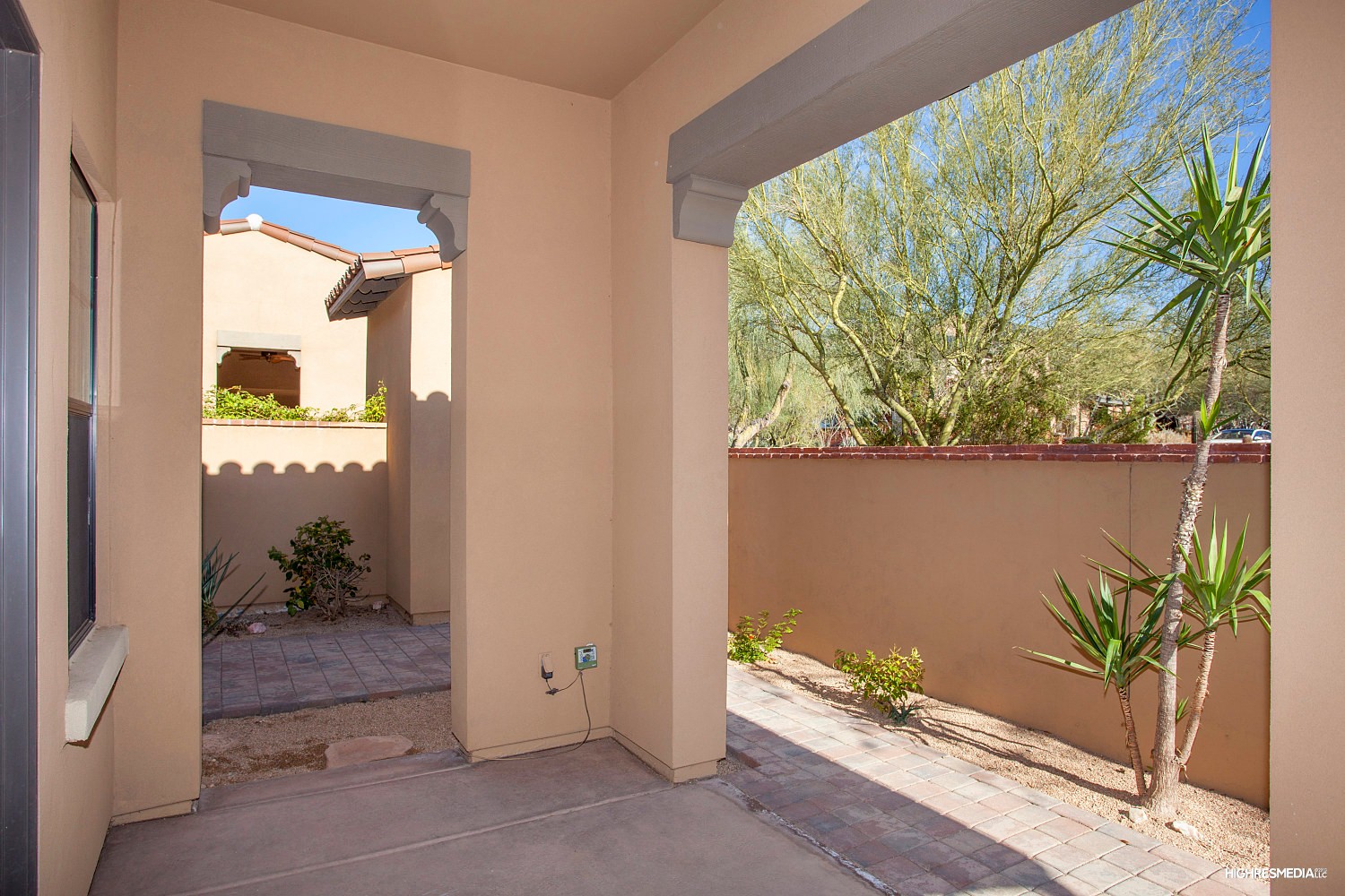 Rear covered patio at this Scottsdale townhome for sale in Market Street at DC Ranch located at 20704 N 90th Pl #1005 Scottsdale, AZ 85255 listed by Don Matheson at The Matheson Team