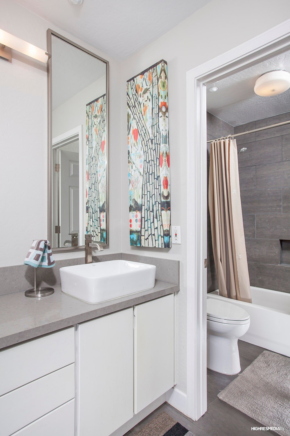 Remodeled full guest bath at this Scottsdale home for sale in DC Ranch located at 20421 N 96th Way Scottsdale, AZ 85255 listed by Don Matheson at The Matheson Team