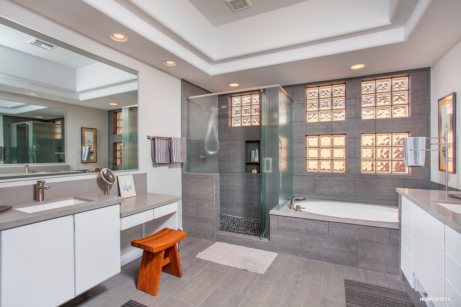 Custom shower enclosure at this Scottsdale home for sale in DC Ranch located at 20421 N 96th Way Scottsdale, AZ 85255 listed by Don Matheson at The Matheson Team