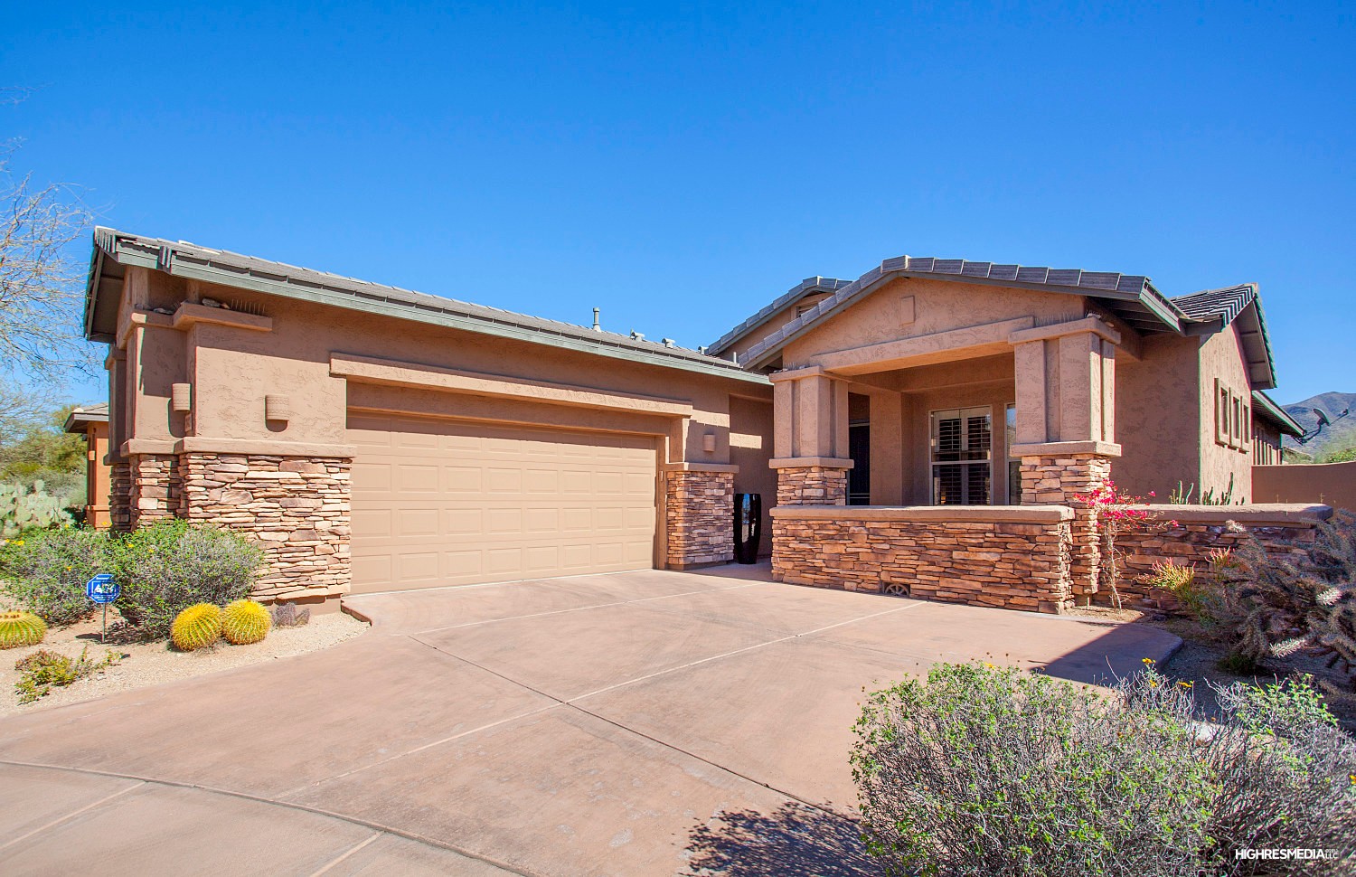 Front driveway at this Scottsdale home for sale in DC Ranch located at 20421 N 96th Way Scottsdale, AZ 85255 listed by Don Matheson at The Matheson Team