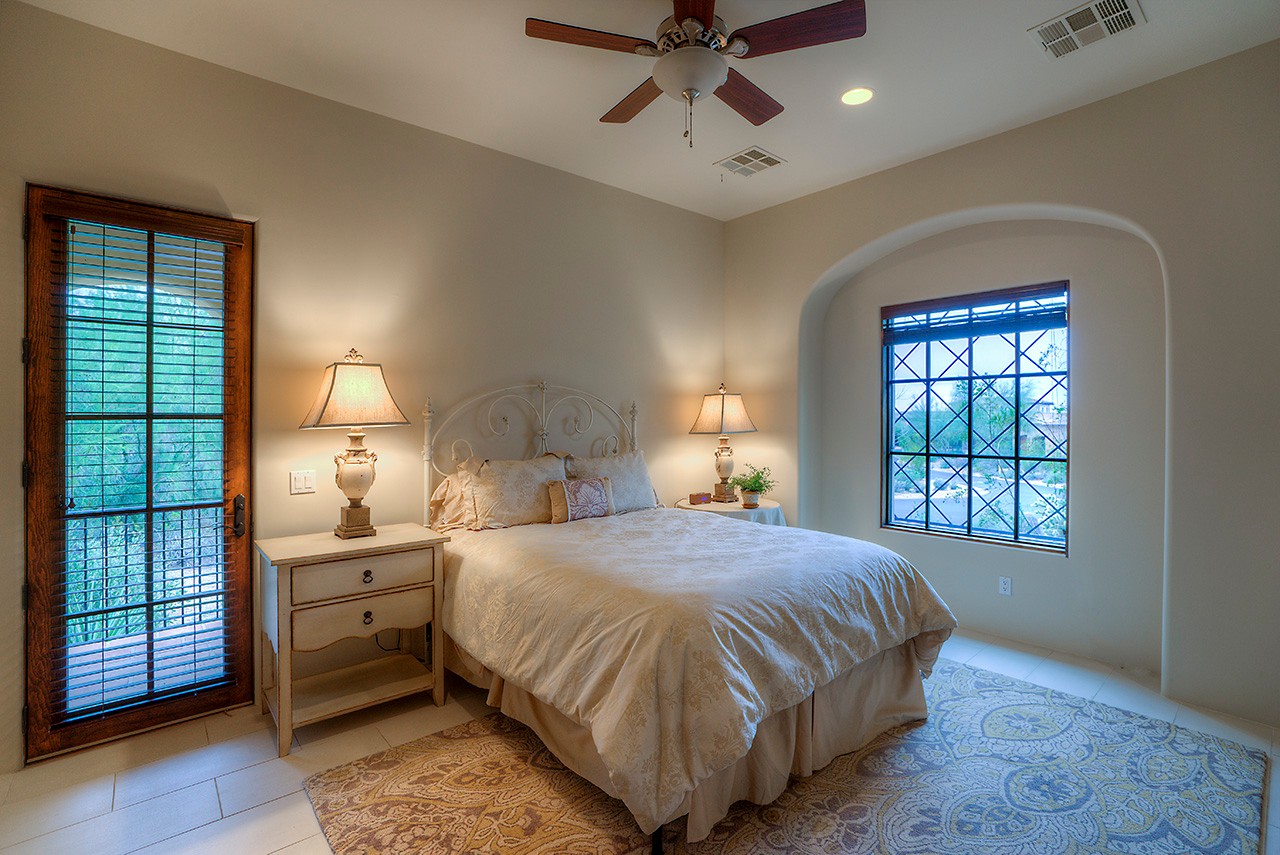 Guest suite with balcony at this Scottsdale home for sale located at 9290 E Thompson Peak Pkwy #455 Scottsdale, AZ 85255 listed by Don Matheson at The Matheson Team