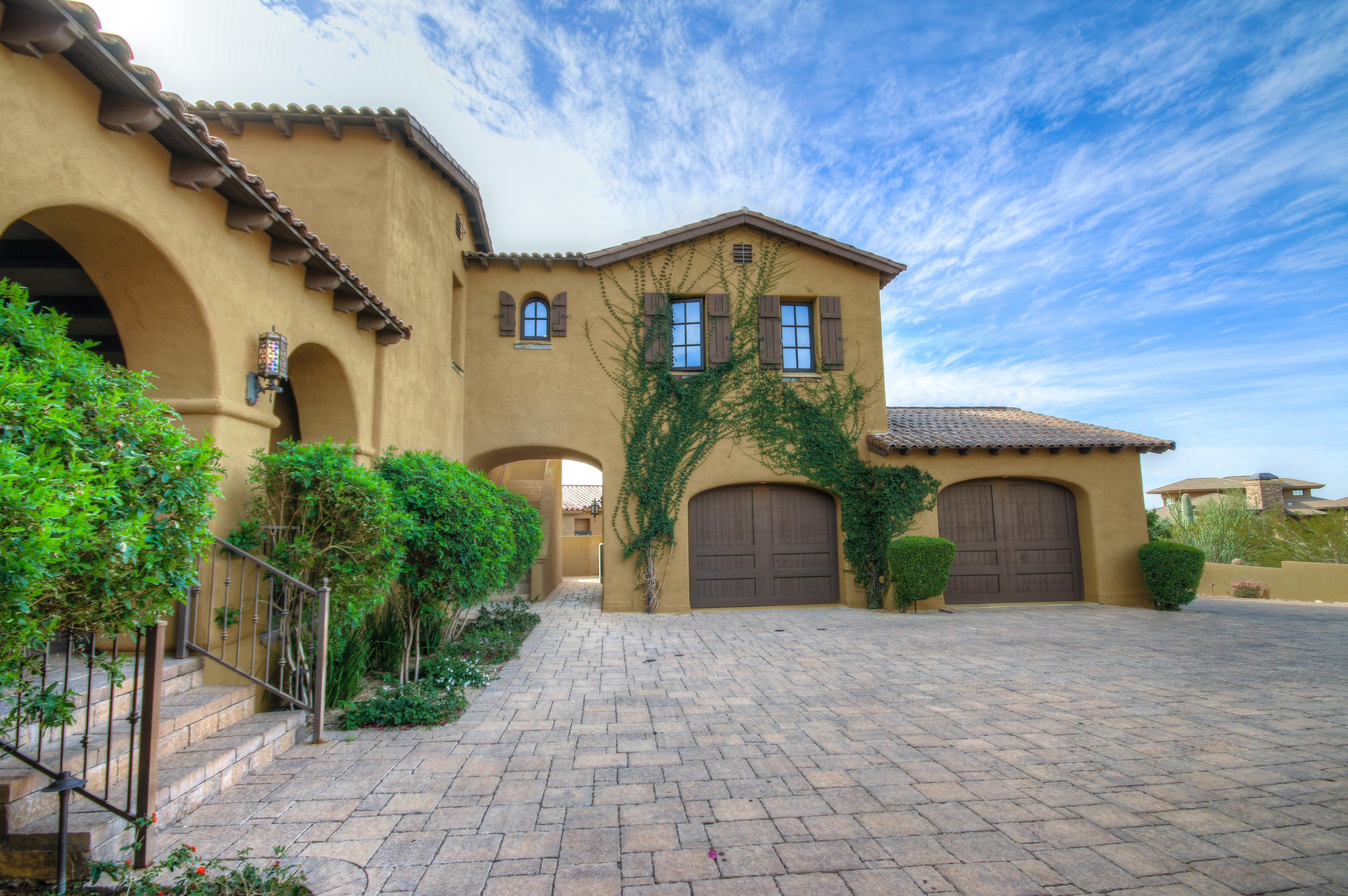 Garage stalls in driveway in this DC Ranch home for sale located at 9820 E Thompson Peak Pkwy #620, Scottsdale, AZ 85255 listed by Don Matheson