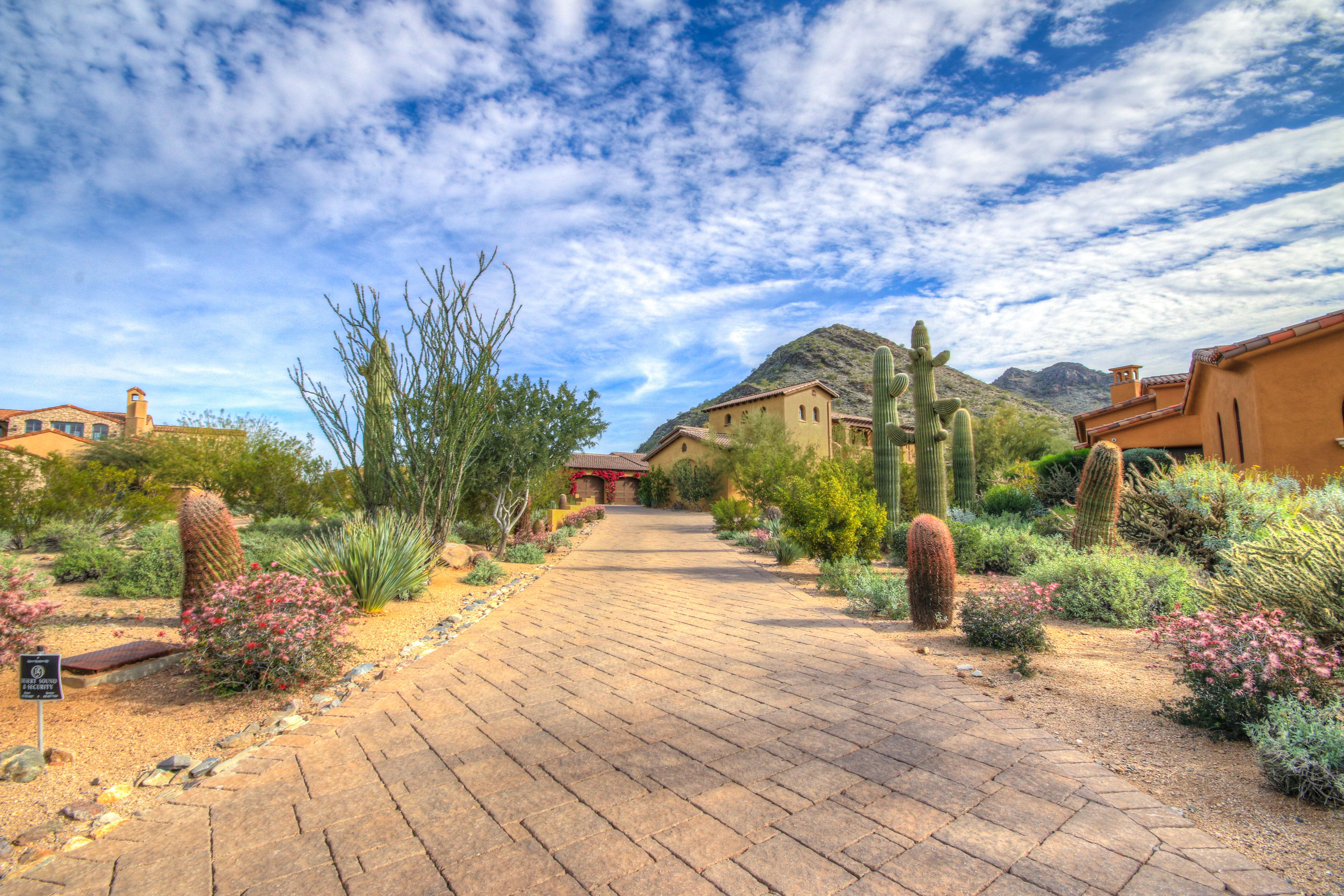 Long front driveway in this DC Ranch home for sale located at 9820 E Thompson Peak Pkwy #620, Scottsdale, AZ 85255 listed by Don Matheson
