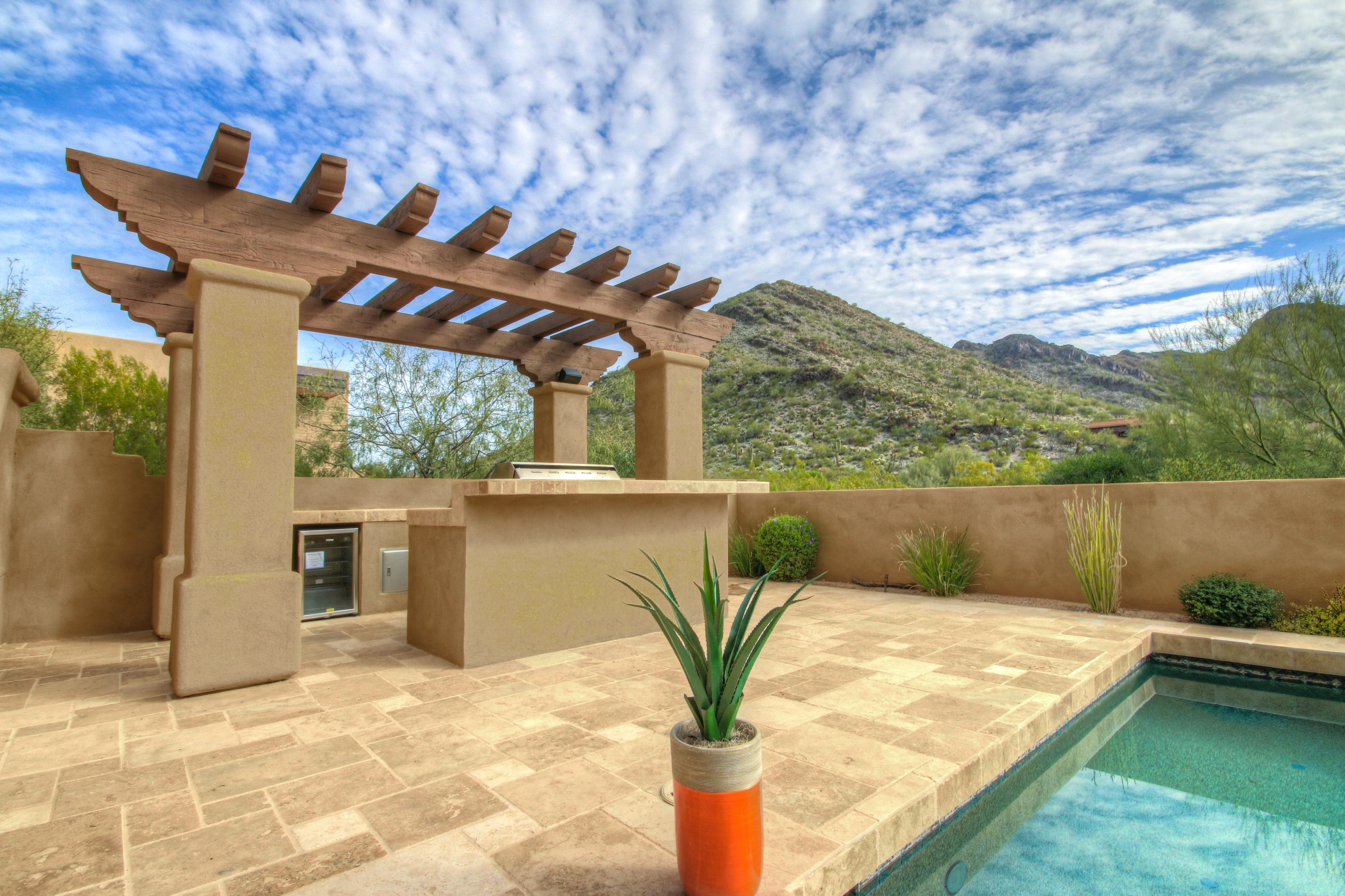 Built-in BBQ in this DC Ranch home for sale located at 9820 E Thompson Peak Pkwy #620, Scottsdale, AZ 85255 listed by Don Matheson