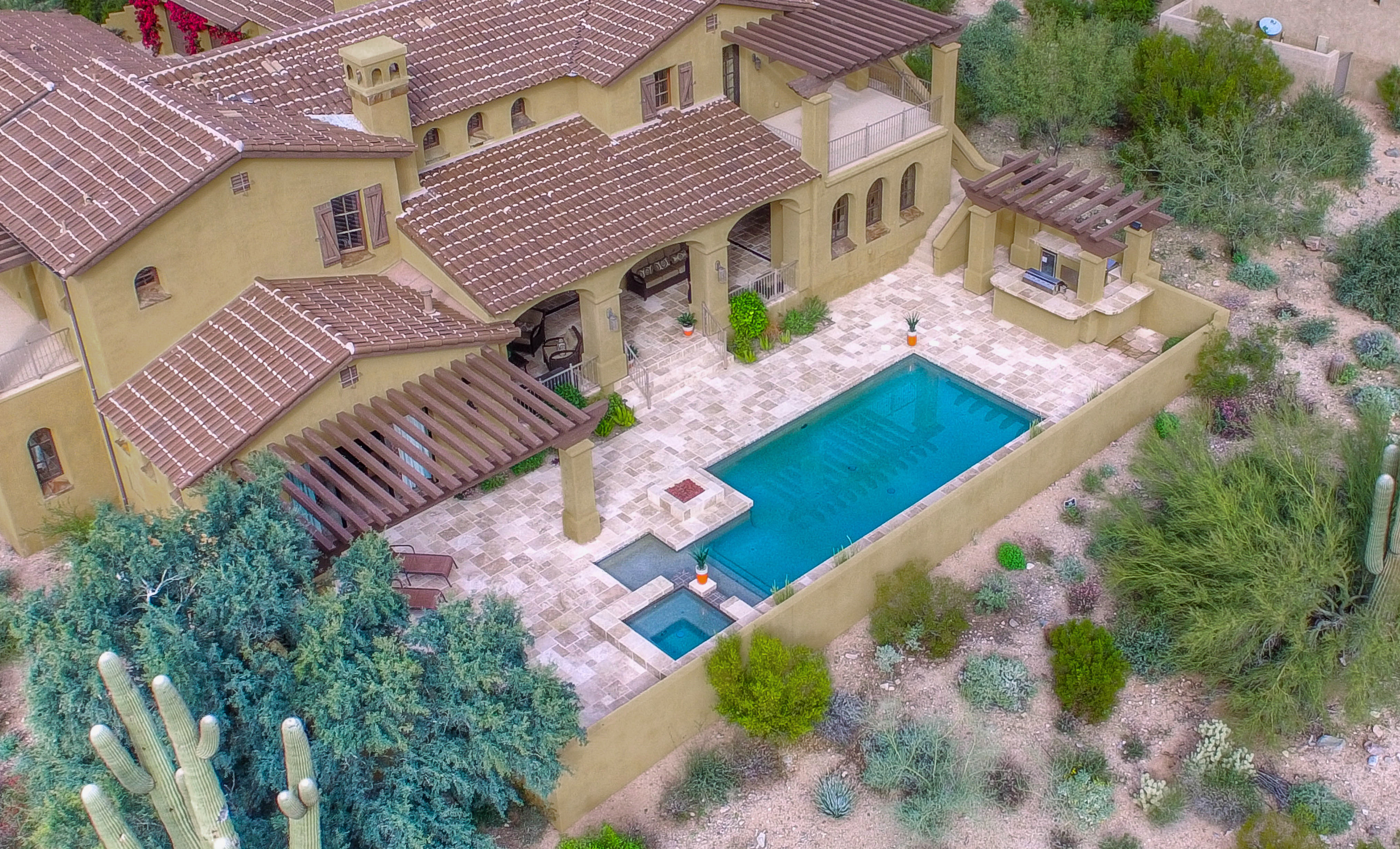 Pool and spa from above in this DC Ranch home for sale located at 9820 E Thompson Peak Pkwy #620, Scottsdale, AZ 85255 listed by Don Matheson