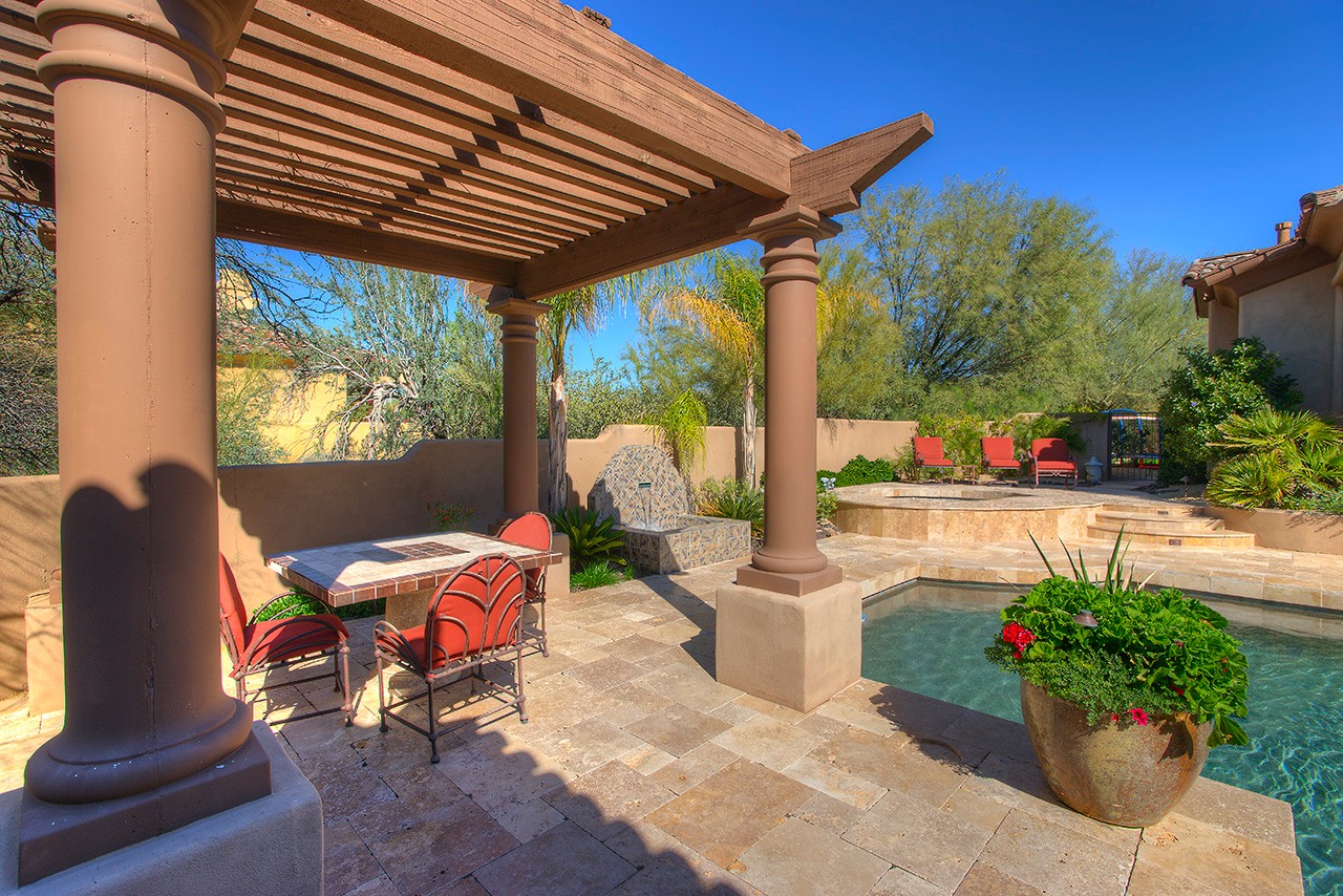 Private Cabana with custom travertine